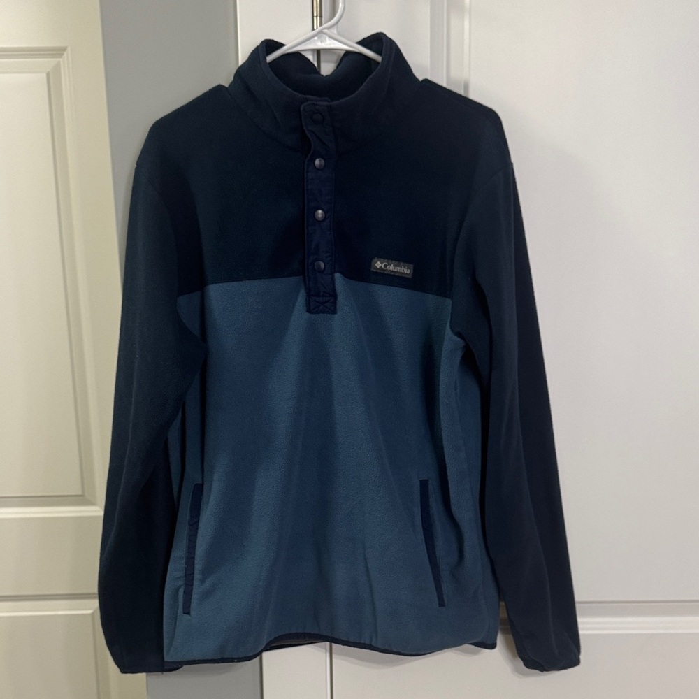 Men’s Columbia Navy and Teal Fleece Pullover
